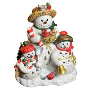 PartyLite Snowman Tealight Holder Luminary w/ Box Christmas Candle Decor RETIRED